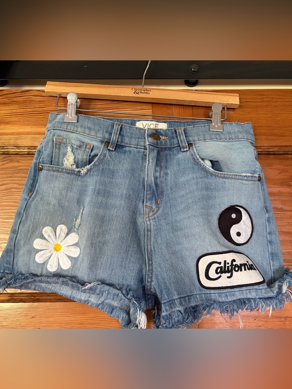 Distressed Revice Denim Patch Shorts